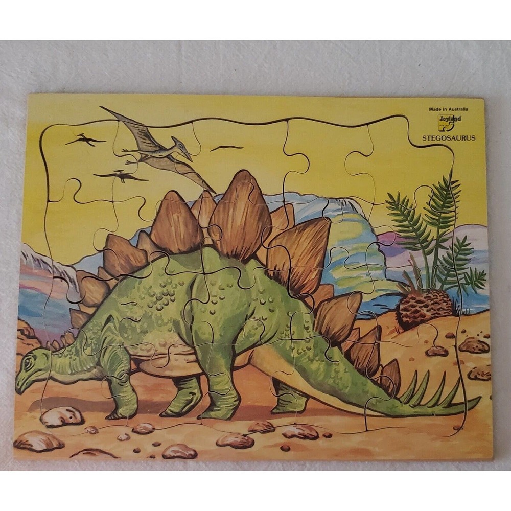 Vintage Preowned Joyland Wooden Puzzle Stegosaurus 8.5x11 inches